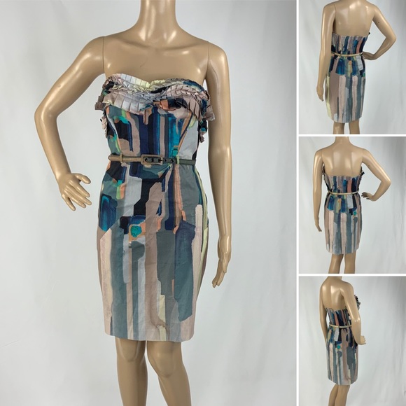 BNWOT CATHERINE MALANDRINO Watercolor strapless dress 4 - Picture 3 of 8